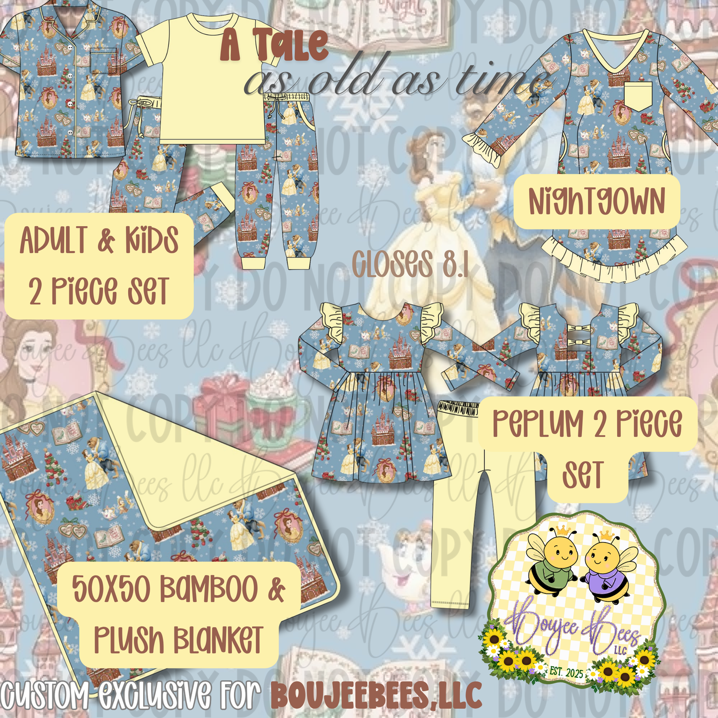 A Tale as Old as Time 2 Piece Solid BAMBOO TEE Set