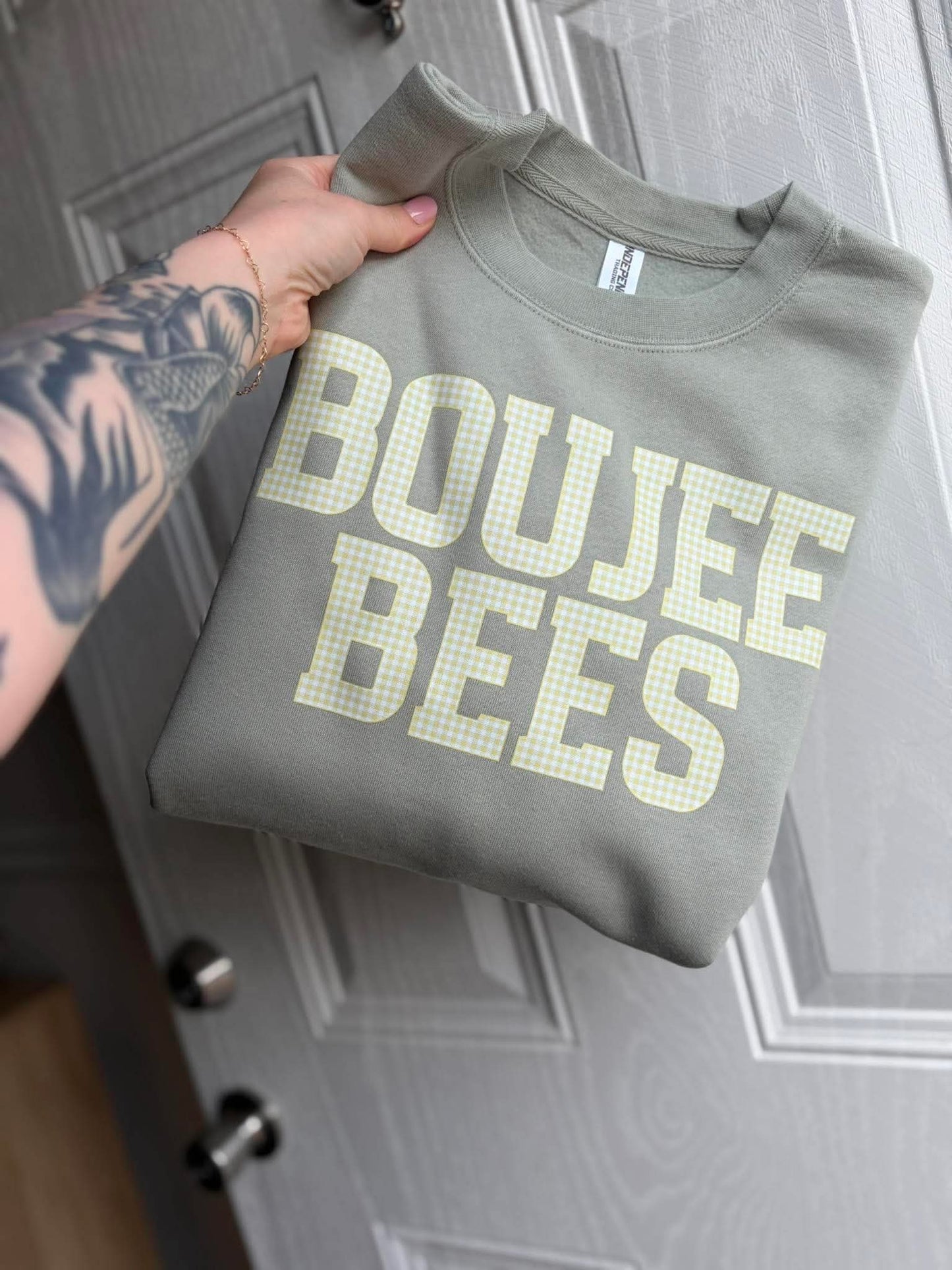 BOUJEE BEES Custom Gingham Crew