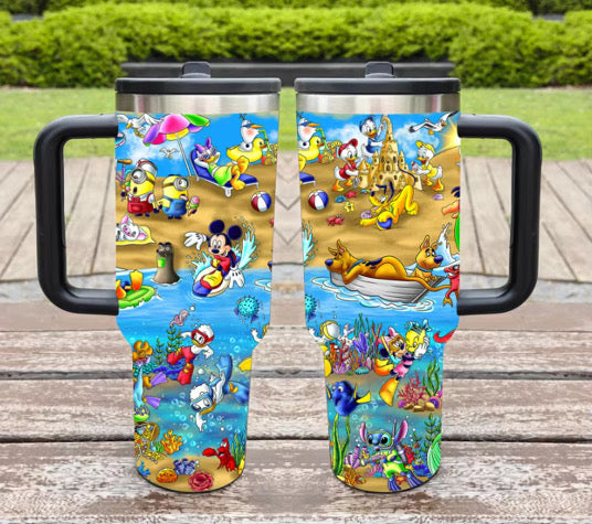 40oz Printed Tumbler Flip Straw