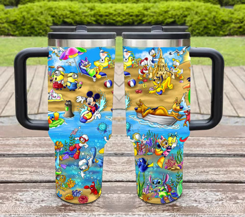 40oz Printed Tumbler Flip Straw