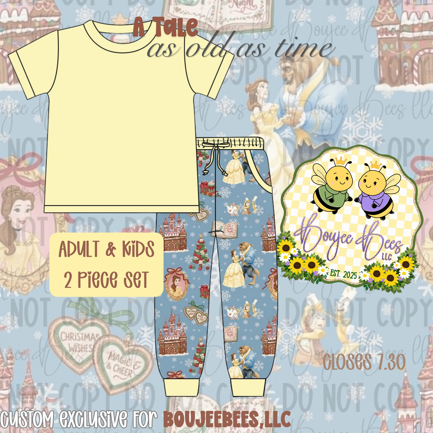 A Tale as Old as Time 2 Piece Solid BAMBOO TEE Set