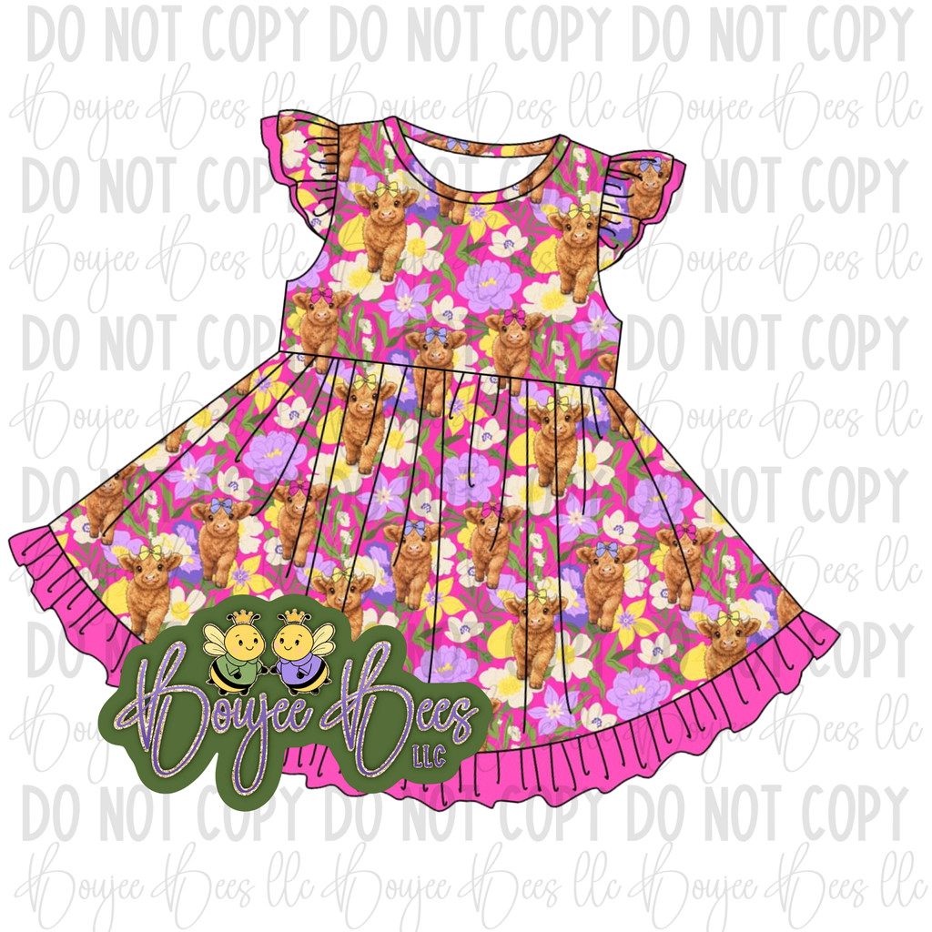 Moooove Over Flutter Sleeve Twirl Dress