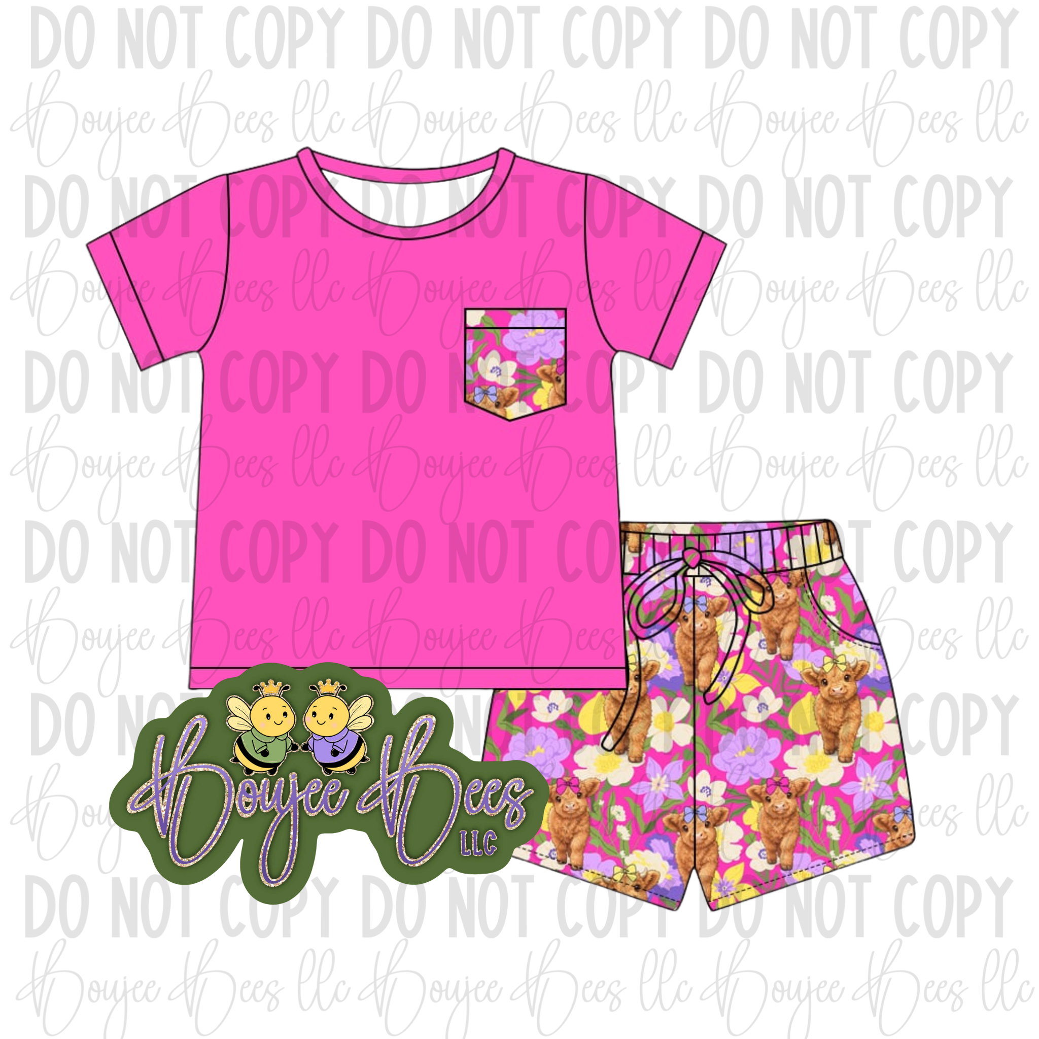 Moooove Over Shorts and Pocket T Set