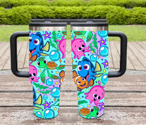 40oz Printed Tumbler Flip Straw