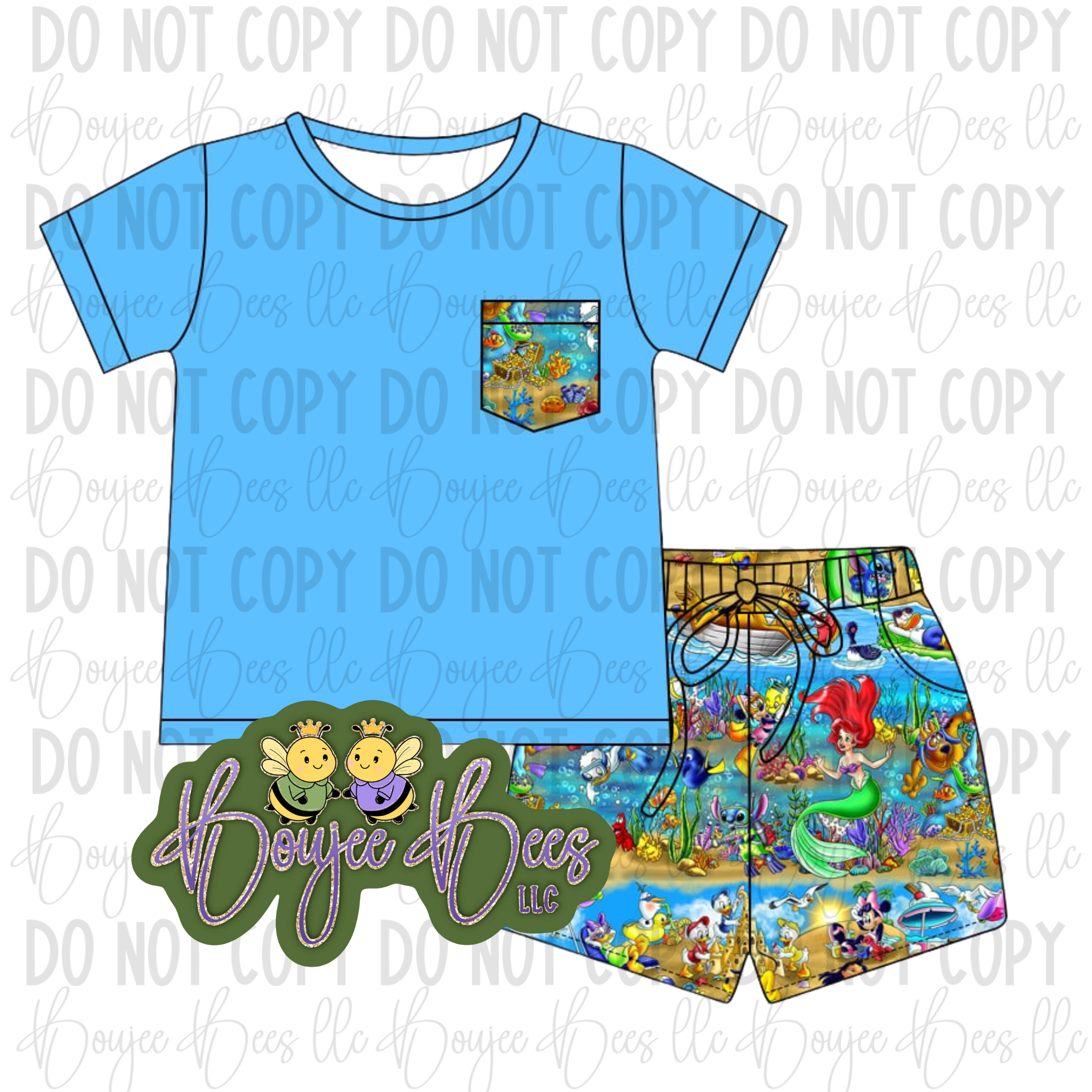 Beach Please Kids Shorts and Pocket T Set