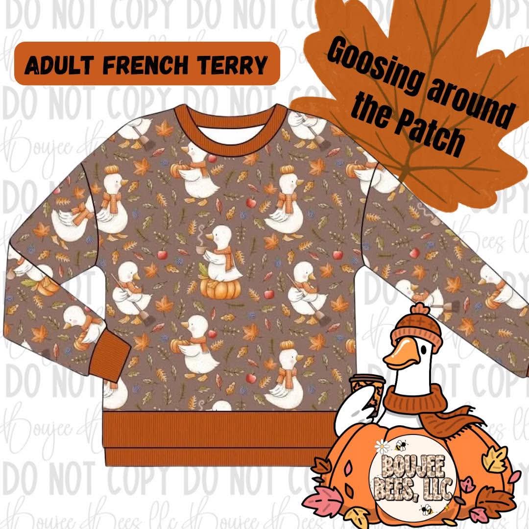 Goosing Around the Patch Adult French Terry Bamboo Crew