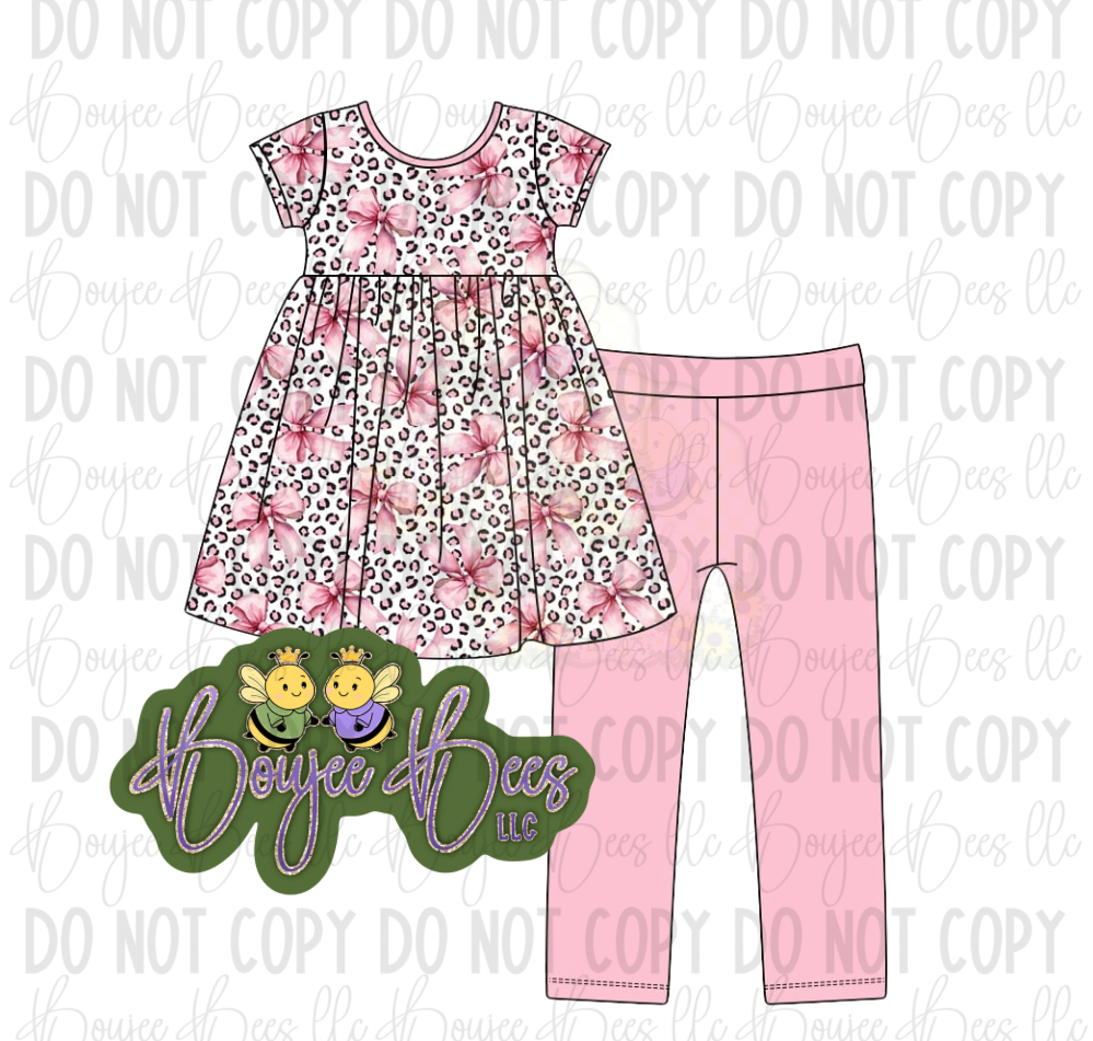 Pink Leopard Twirl Dress Set