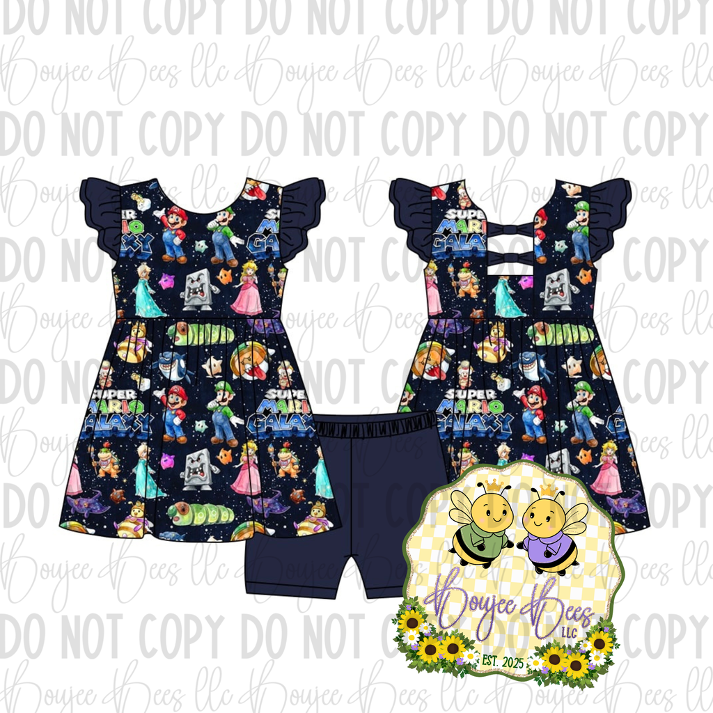 Galaxy Bros 2 Piece Peplum and Biker Shorts Set
