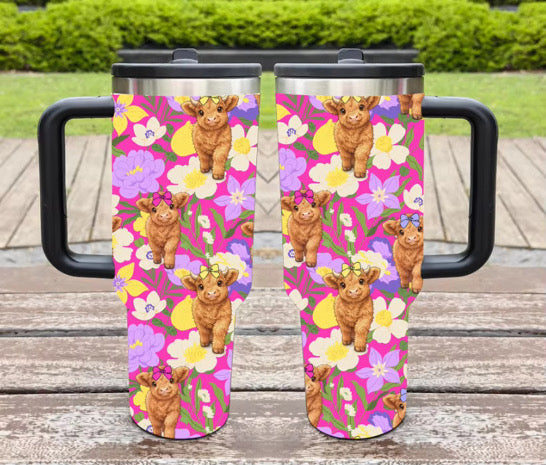 40oz Printed Tumbler Flip Straw