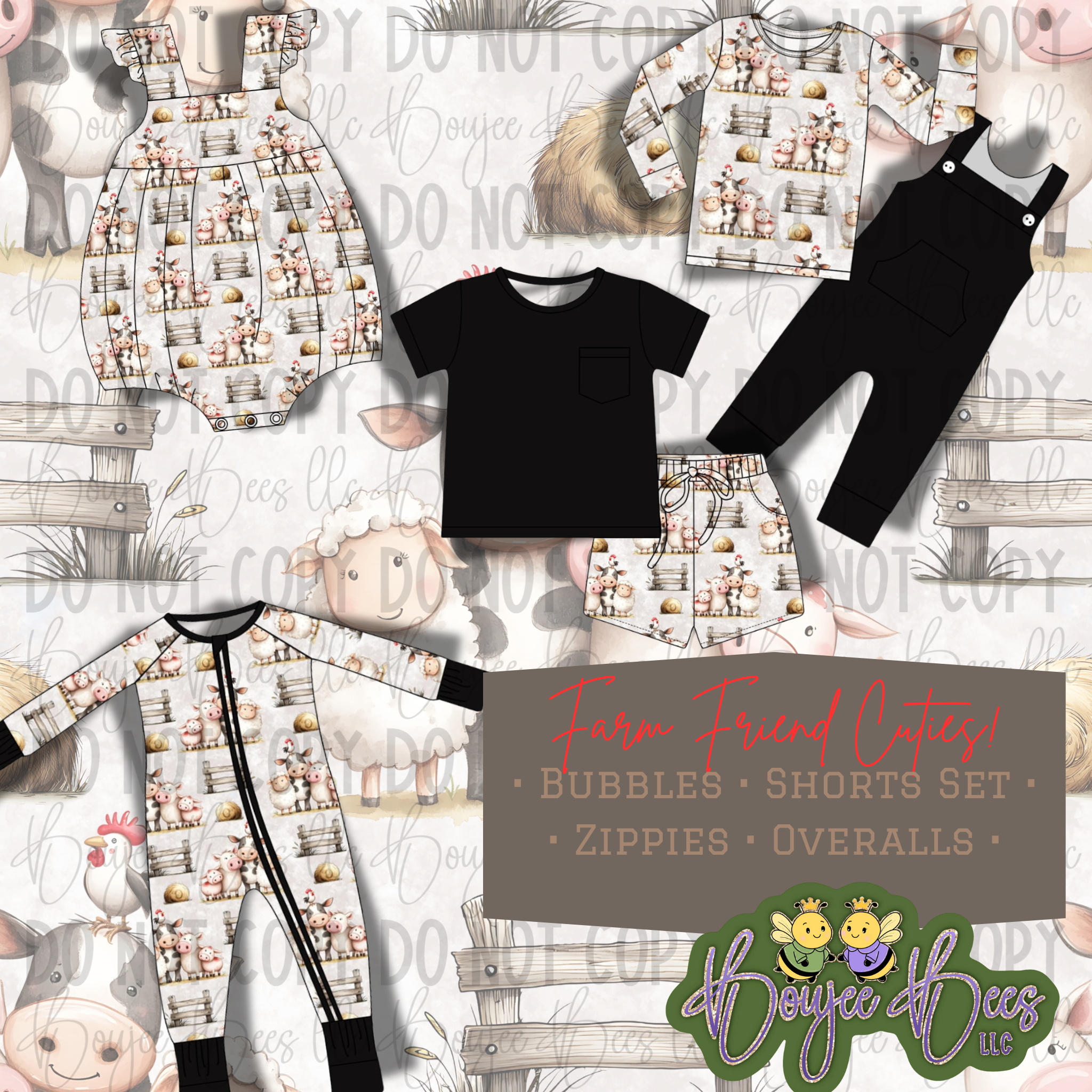 Farm Friend Cuties Overalls and Shirt Set