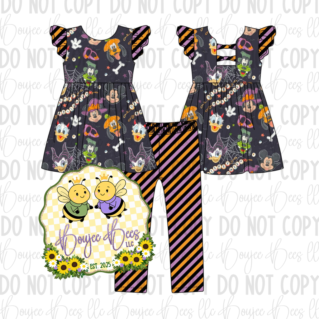 Mousey Hallows Shorts Sleeve Peplum Set