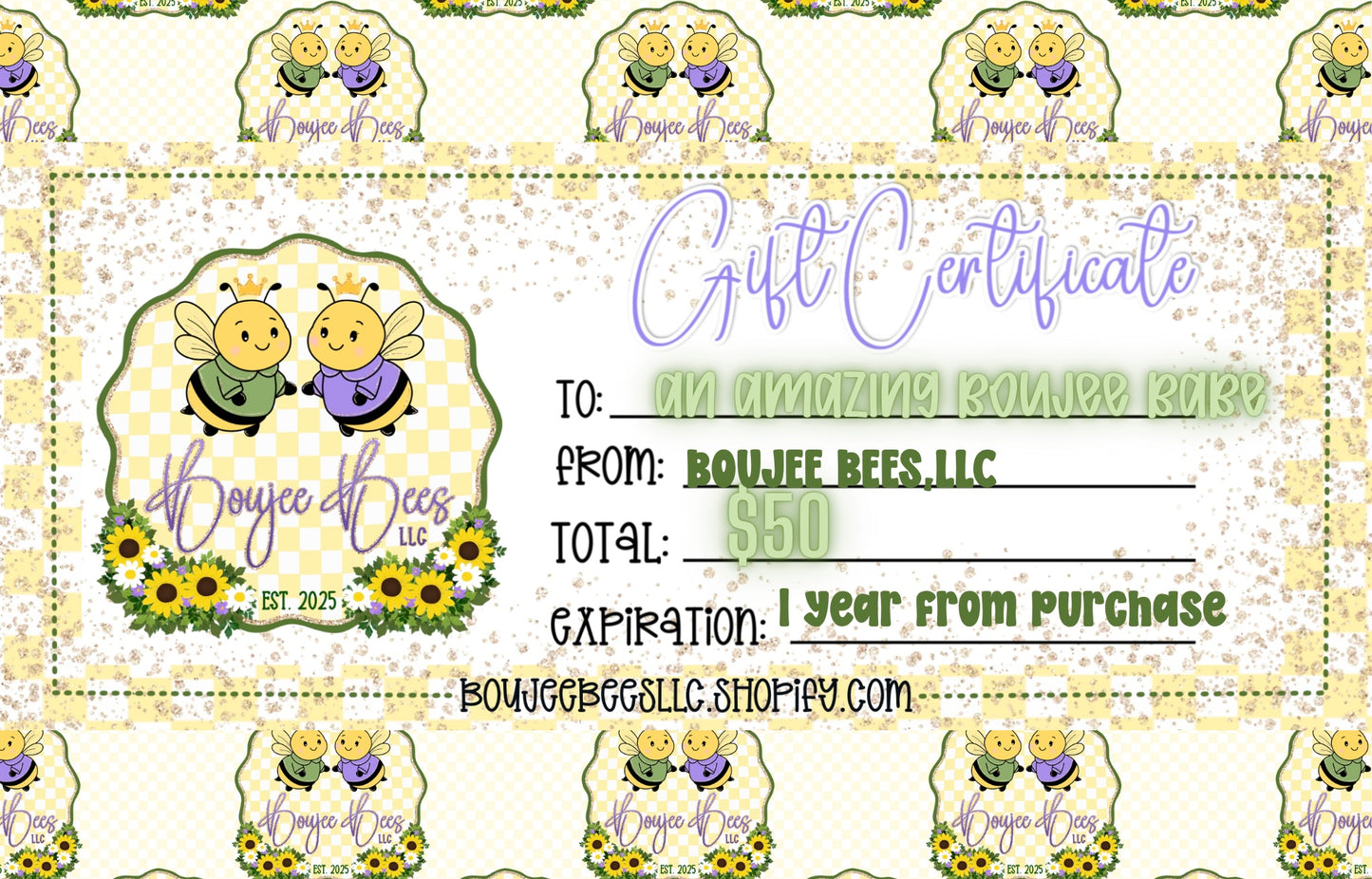𝑩𝑶𝑼𝑱𝑬𝑬 𝑩𝑬𝑬𝒔 𝑬𝑳𝑬𝑪𝑻𝑹𝑶𝑵𝑰𝑪 Gift Card
