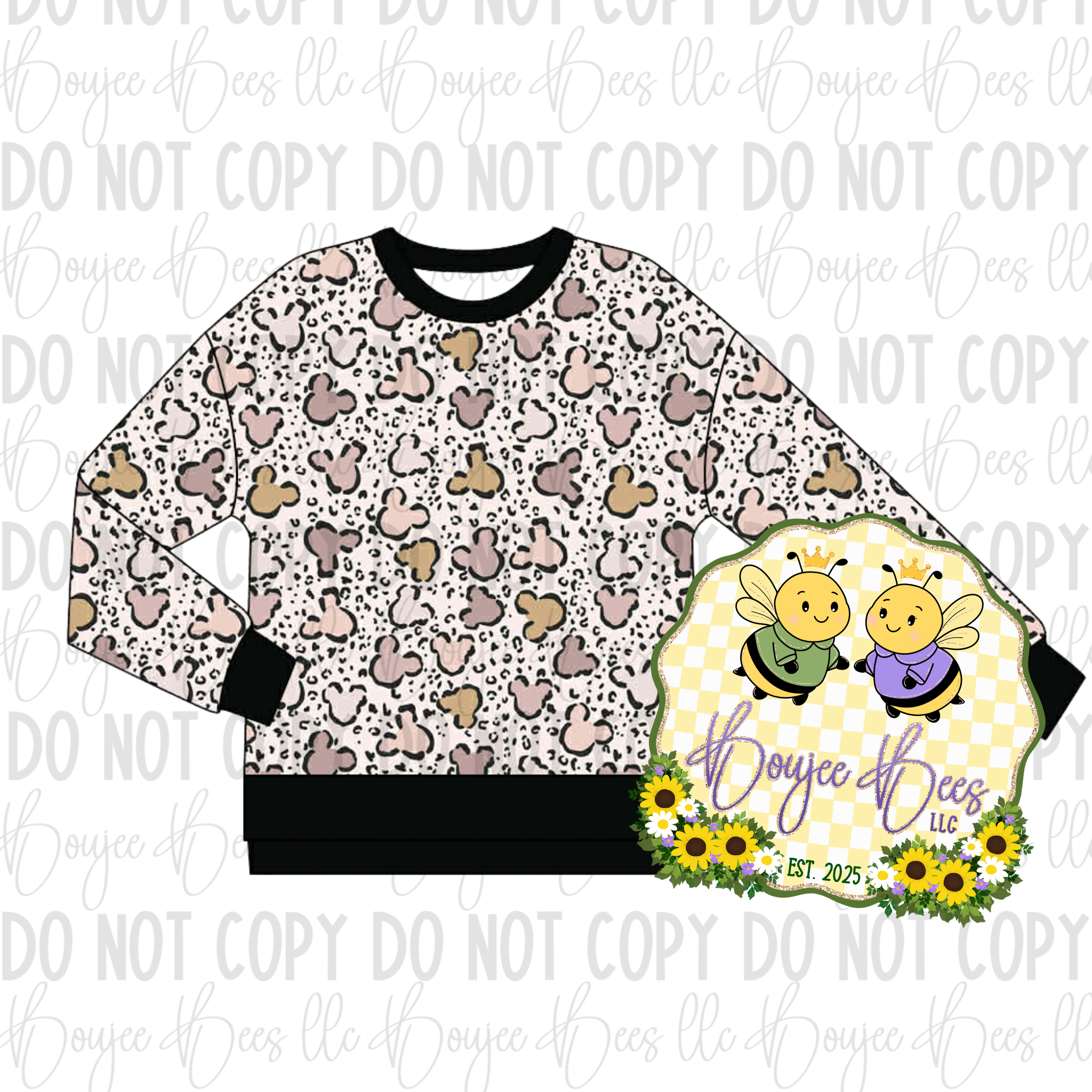 Lux Leopard Adult French Terry Bamboo Crewneck