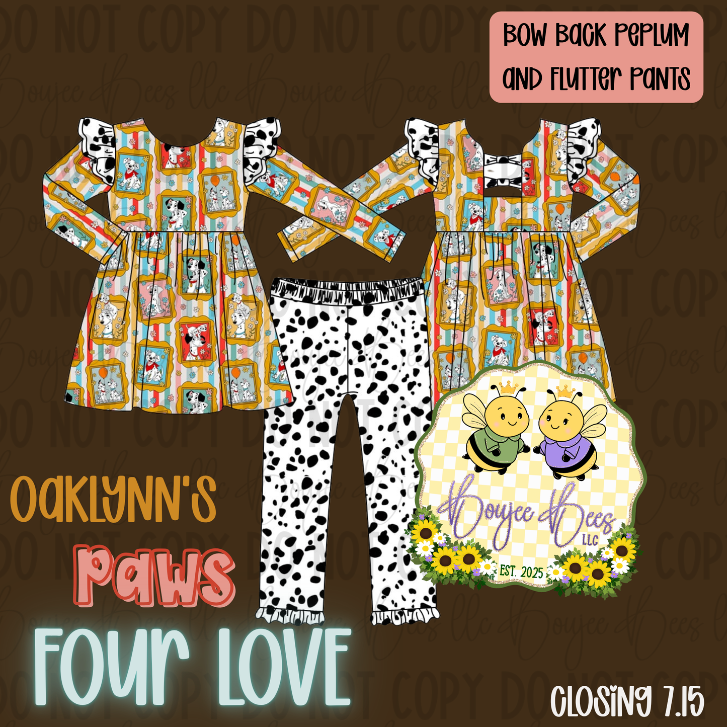 Oaklynn’s Paws Four Love 2 Piece Peplum Set