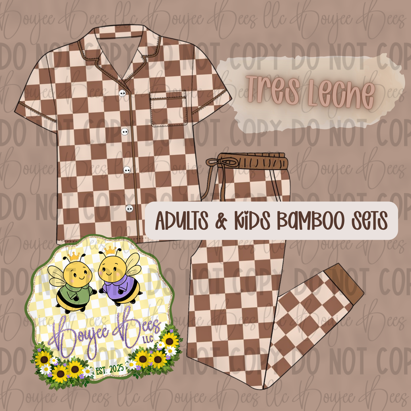 Neutral Checks Tres Leches 2 Piece Set