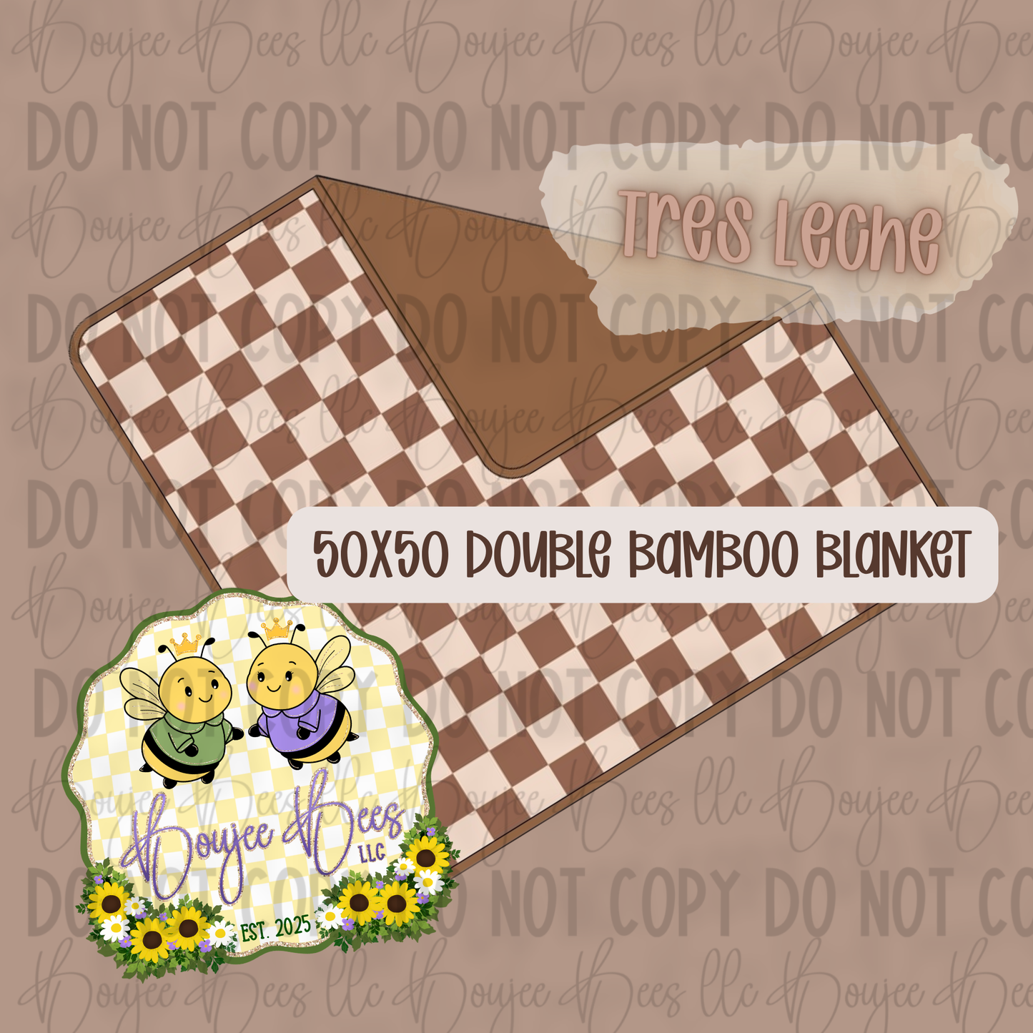 Neutral Checks Bamboo Cloud Blanket Double Bamboo 50x50