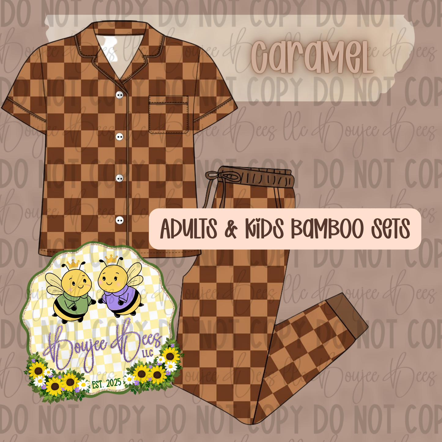 Neutral Checks Caramel 2 Piece Set