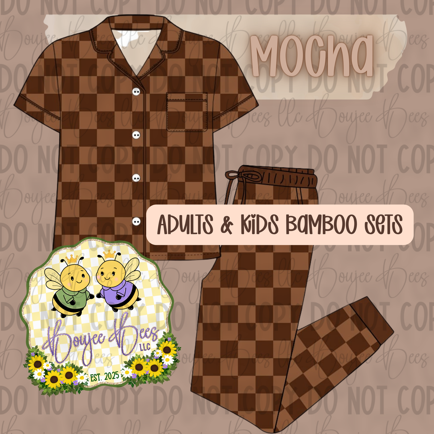 Neutral Checks Mocha 2 Piece Set
