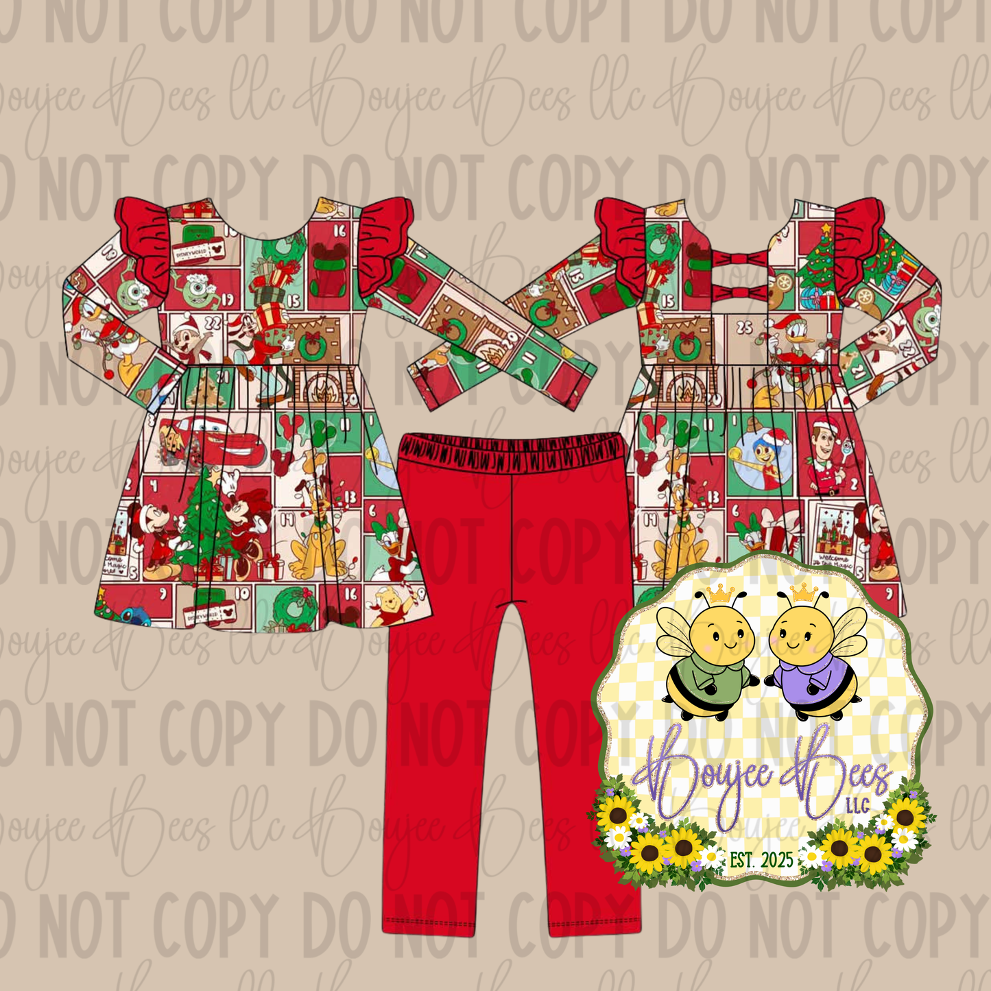 Christmas Advent Throw Back Peplum 2 Piece Set