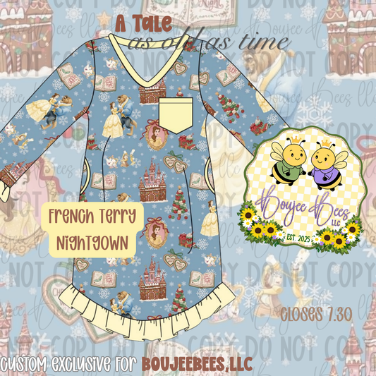 A Tale as Old as Time French Terry Bamboo Long Sleeve NightGown