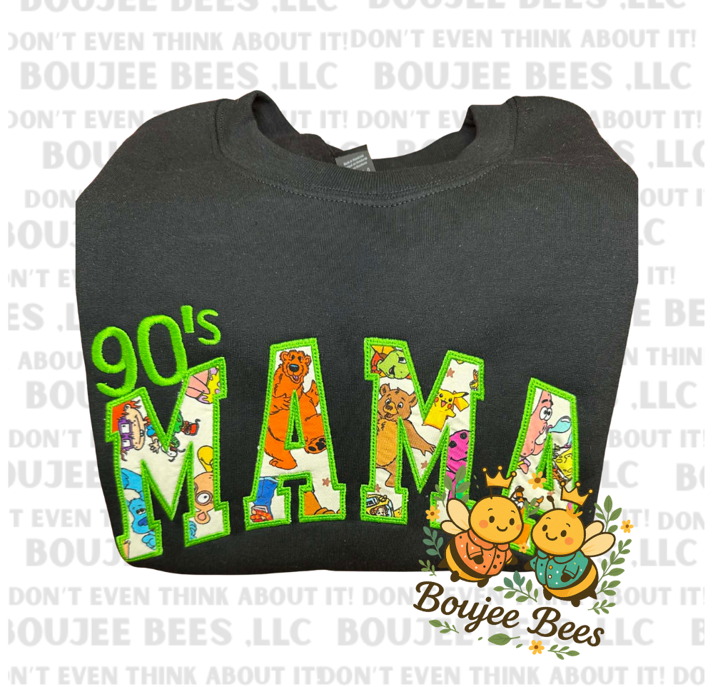 90s MAMA Adult Embroidered Crew Neck Sweatshirt