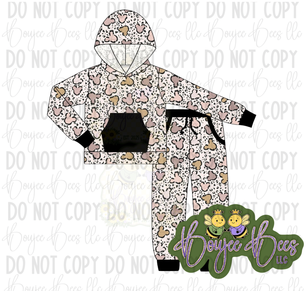 Lux Leopard Hooded Sweat Suit 2 Piece Set