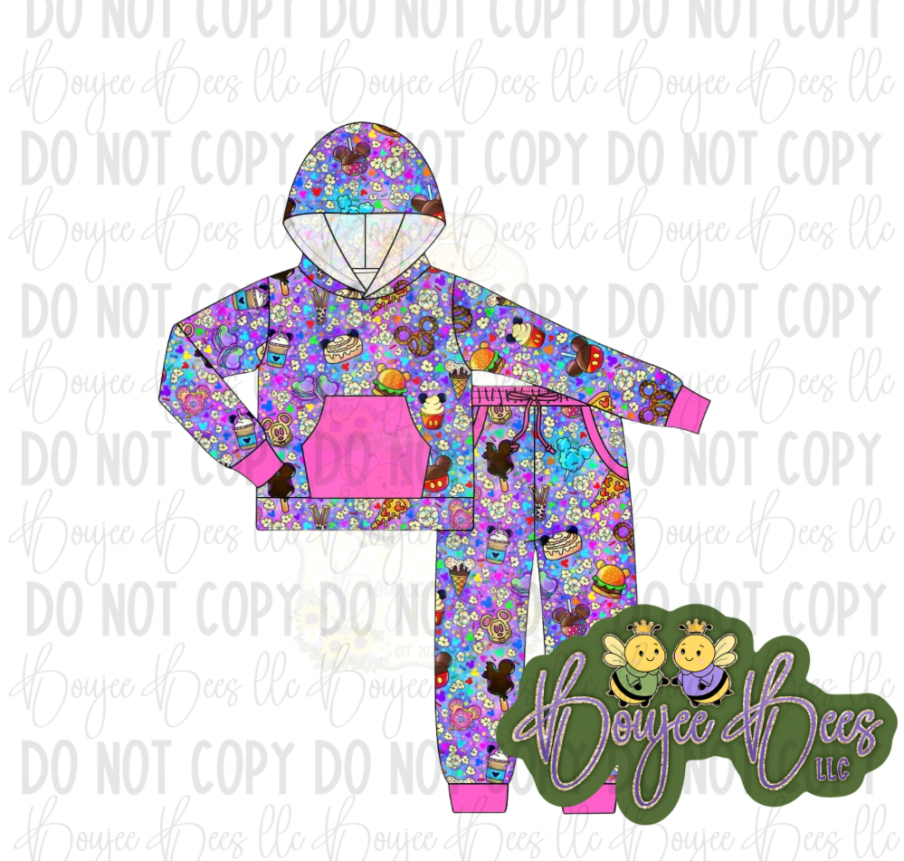 Late Night Snacks Pink Trim 2 Piece Set