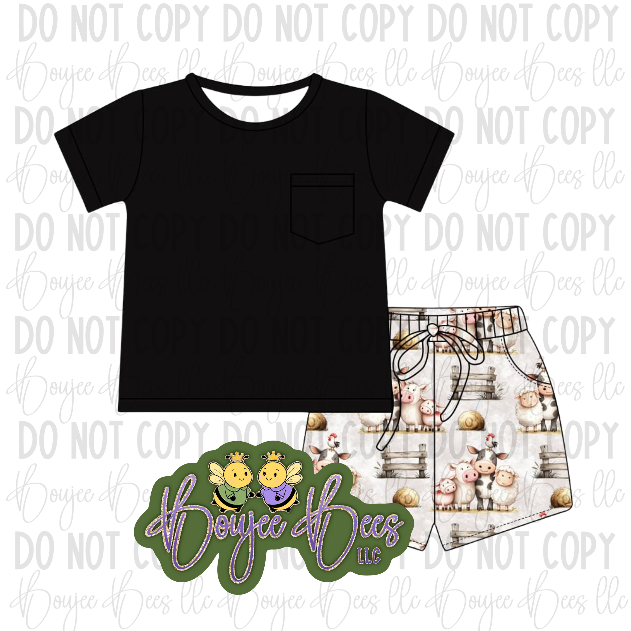 Farm Friend Cuties Shorts and Pocket T Set